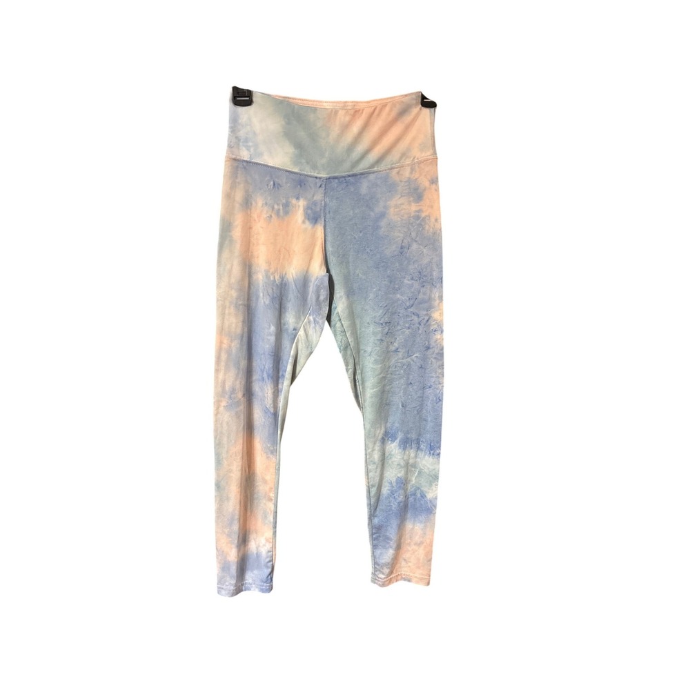 Wallflower Womens Tie Dye Leggings Blue Peach High Waisted Size M